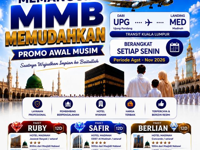 Promo Awal Musim UPG–MED — Rute & Fasilitas